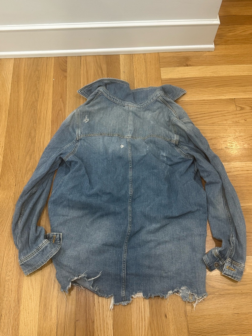 Distressed grunge festival Denim Jacket free people boho - Picture 8 of 12